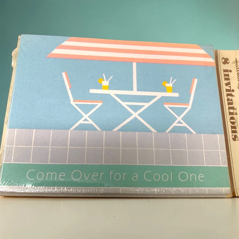 Lot 4 Vtg Hallmark Pool Party Invitations Sealed NOS Mid Century Modern Patio